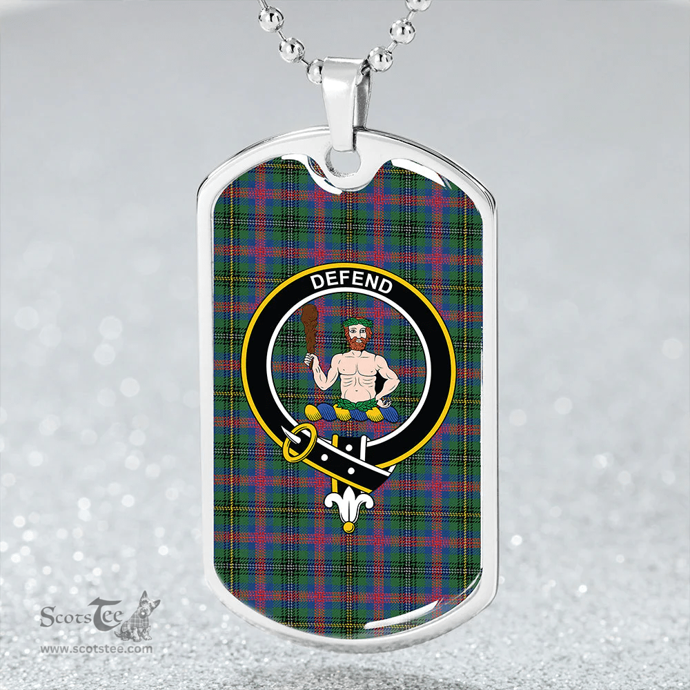 ScottishPlaid Wood Modern Clan Tartan Dog Tag Necklace - Crest Classic Scottish Plaid Tartan Plaid
