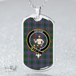 ScottishPlaid Wood Modern Clan Tartan Dog Tag Necklace - Crest Classic Scottish Plaid Tartan Plaid