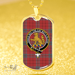 ScottishPlaid MacPherson Grant Weathered Clan Tartan Dog Tag Necklace - Crest Classic Scottish Plaid Tartan Plaid