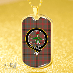 ScottishPlaid MacDonagh Weathered Clan Tartan Dog Tag Necklace - Crest Classic Scottish Plaid Tartan Plaid