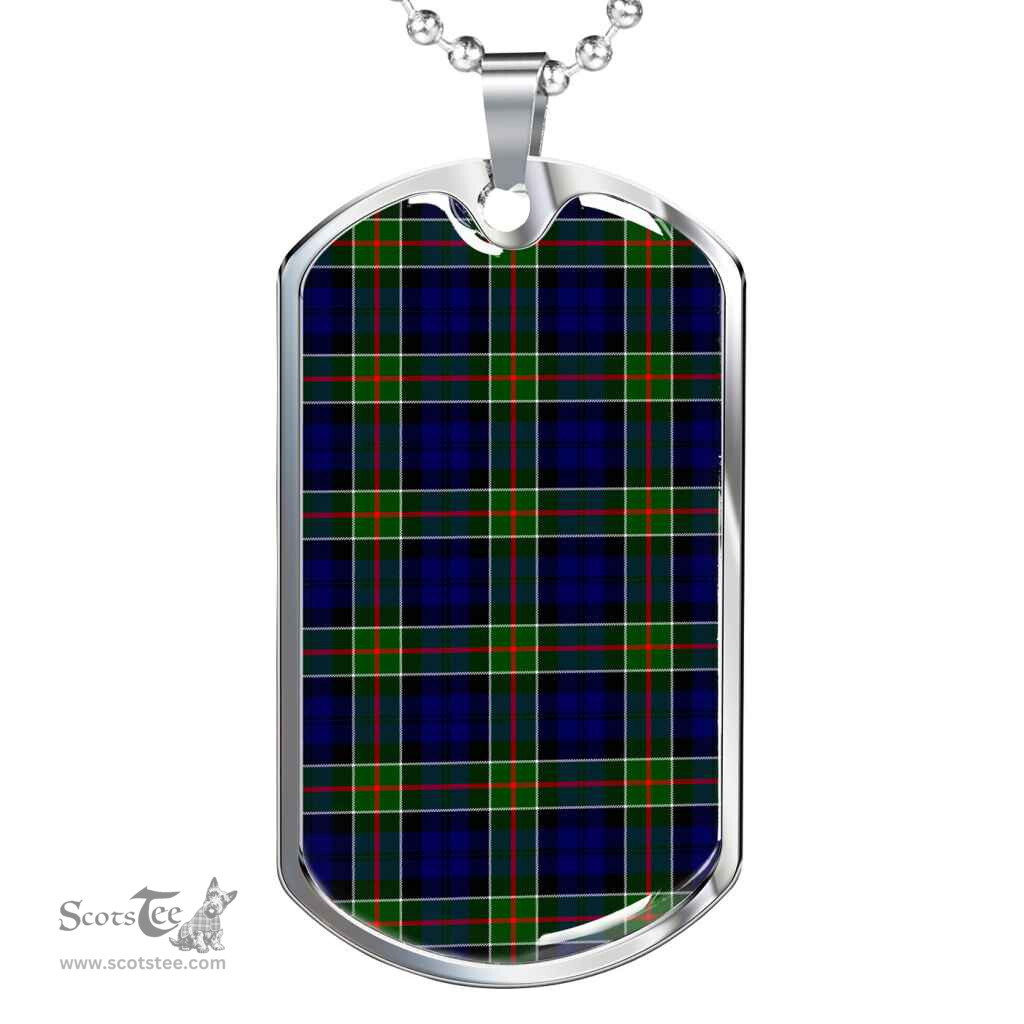 Scottish Colquhoun Modern Clan Tartan Dog Tag Necklace - Classic Scottish Plaid Tartan Plaid