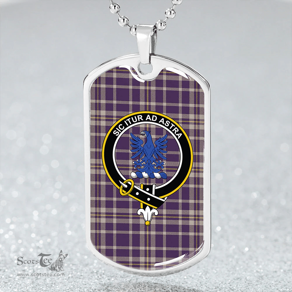 ScottishPlaid Ochterlony (Auchterlony) Weathered Clan Tartan Dog Tag Necklace - Crest Classic Scottish Plaid Tartan Plaid