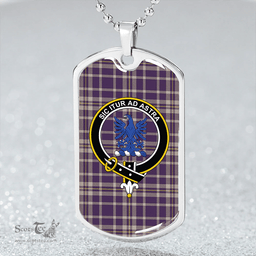 ScottishPlaid Ochterlony (Auchterlony) Weathered Clan Tartan Dog Tag Necklace - Crest Classic Scottish Plaid Tartan Plaid