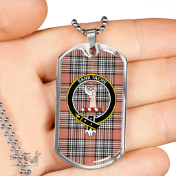 ScottishPlaid Napier Rose Ancient Clan Tartan Dog Tag Necklace - Crest Classic Scottish Plaid Tartan Plaid