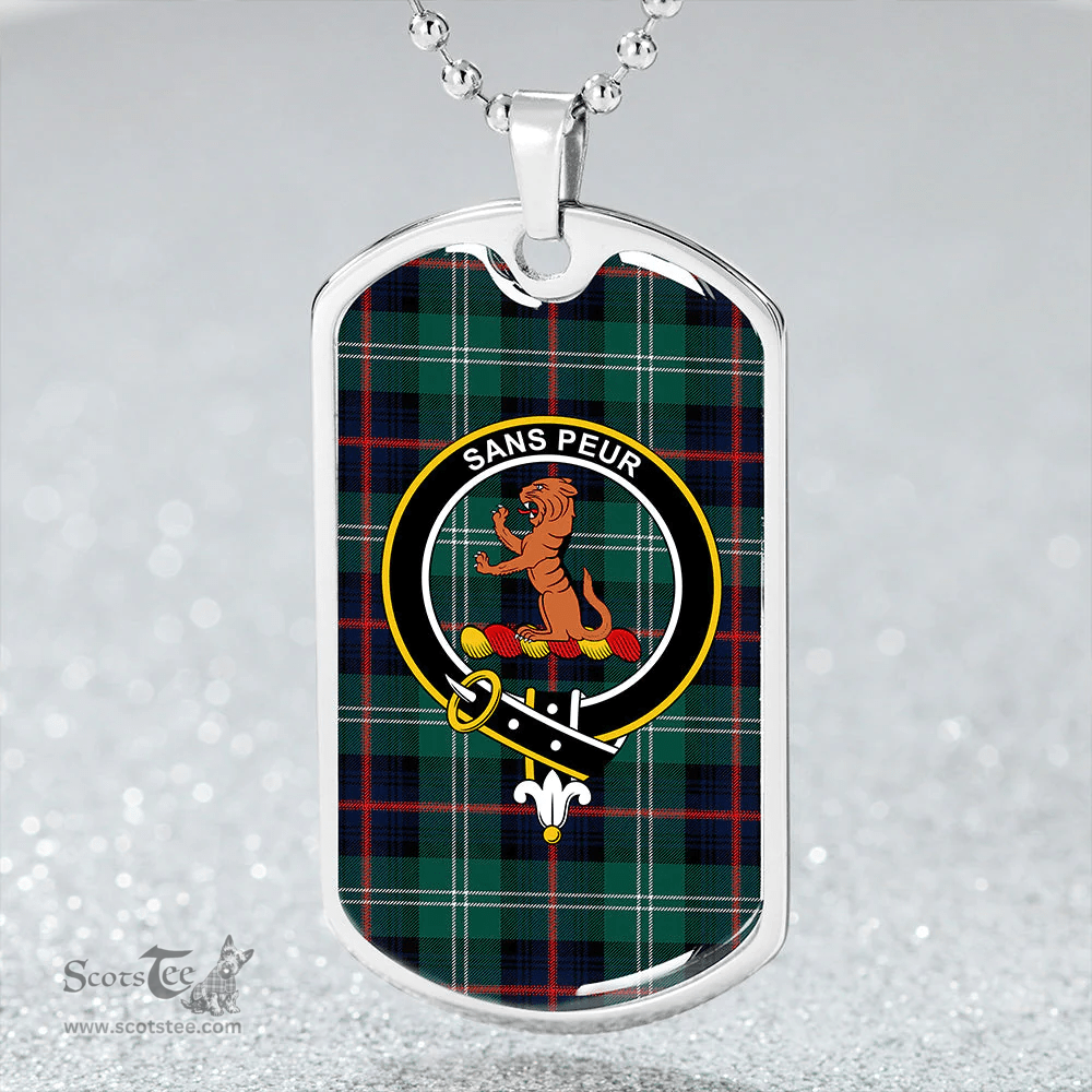 ScottishPlaid Sutherland Old Modern Clan Tartan Dog Tag Necklace - Crest Classic Scottish Plaid Tartan Plaid