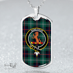 ScottishPlaid Sutherland Old Modern Clan Tartan Dog Tag Necklace - Crest Classic Scottish Plaid Tartan Plaid