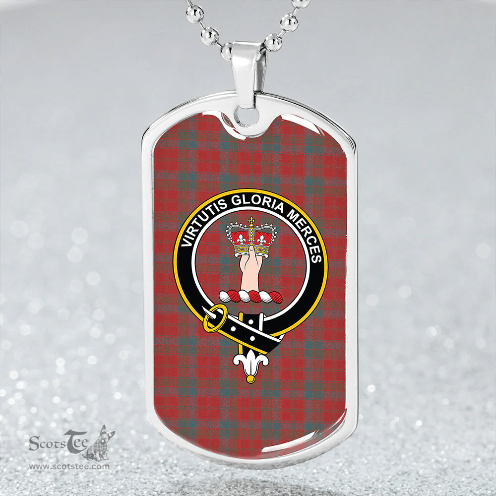 ScottishPlaid Robertson Weathered Clan Tartan Dog Tag Necklace - Crest Classic Scottish Plaid Tartan Plaid