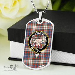 ScottishPlaid MacFarlane Dress Ancient Clan Tartan Dog Tag Necklace - Crest Classic Scottish Plaid Tartan Plaid