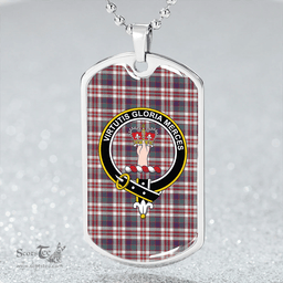 ScottishPlaid Robertson Dress #2 Weathered Clan Tartan Dog Tag Necklace - Crest Classic Scottish Plaid Tartan Plaid