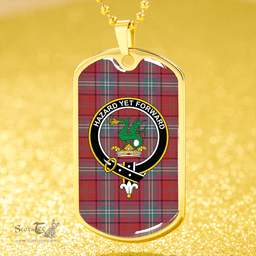 ScottishPlaid Seton Weathered Clan Tartan Dog Tag Necklace - Crest Classic Scottish Plaid Tartan Plaid