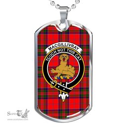 Scottish MacGillivray Clan Tartan Dog Tag Necklace - Crest Classic Scottish Plaid Tartan Plaid