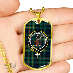 ScottishPlaid Rollo Modern Clan Tartan Dog Tag Necklace - Crest Classic Scottish Plaid Tartan Plaid