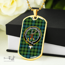 ScottishPlaid Rollo Ancient Clan Tartan Dog Tag Necklace - Crest Classic Scottish Plaid Tartan Plaid