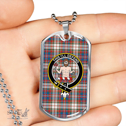 ScottishPlaid MacFarlane Dress Ancient Clan Tartan Dog Tag Necklace - Crest Classic Scottish Plaid Tartan Plaid
