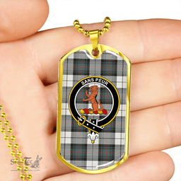ScottishPlaid Sutherland Dress Royal Blue Weathered Clan Tartan Dog Tag Necklace - Crest Classic Scottish Plaid Tartan Plaid
