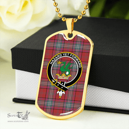 ScottishPlaid Seton Weathered Clan Tartan Dog Tag Necklace - Crest Classic Scottish Plaid Tartan Plaid