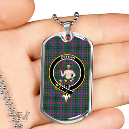 ScottishPlaid Wood Modern Clan Tartan Dog Tag Necklace - Crest Classic Scottish Plaid Tartan Plaid