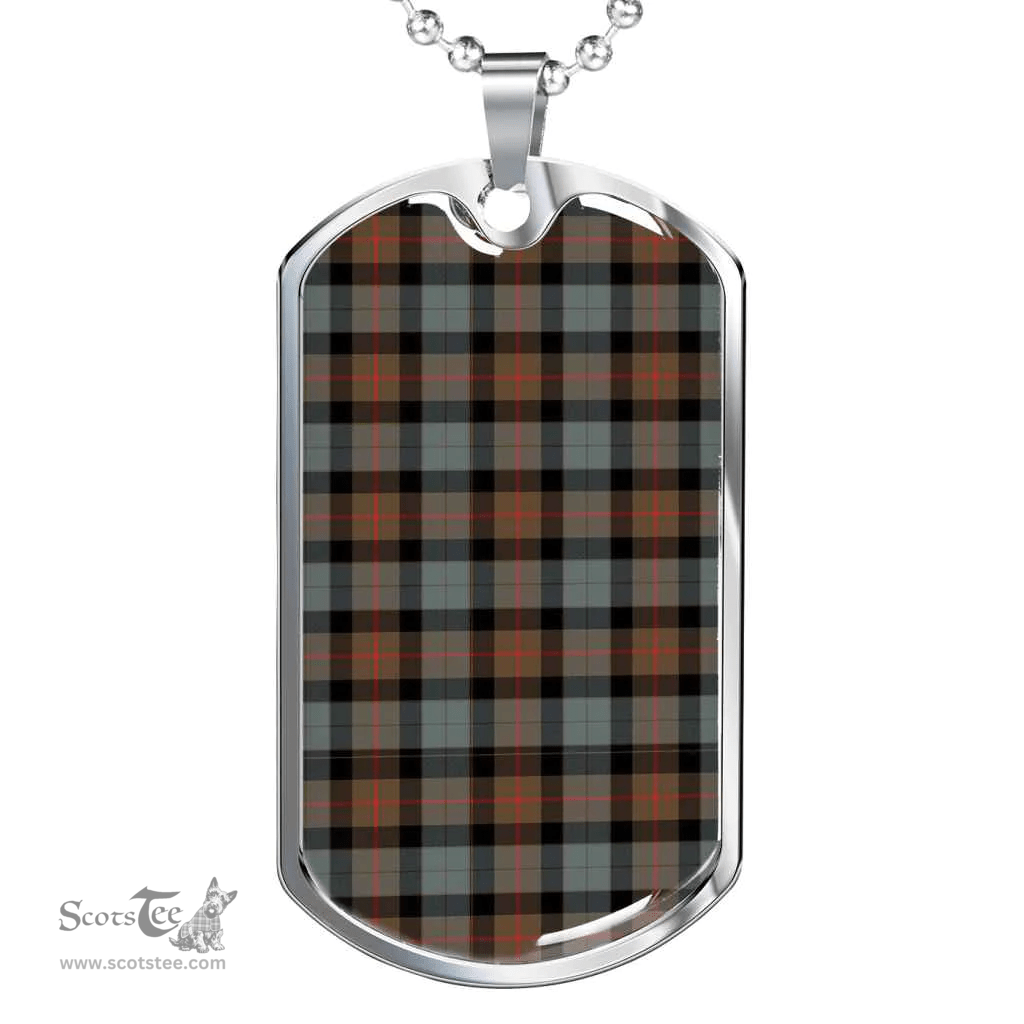Scottish Gunn Weathered Clan Tartan Dog Tag Necklace - Classic Scottish Plaid Tartan Plaid