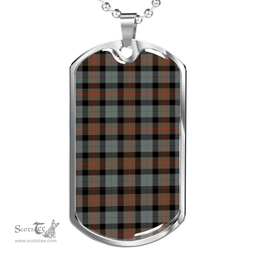Scottish Gunn Weathered Clan Tartan Dog Tag Necklace - Classic Scottish Plaid Tartan Plaid