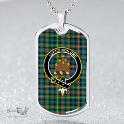 ScottishPlaid MacKenzie Morgan Ancient Clan Tartan Dog Tag Necklace - Crest Classic Scottish Plaid Tartan Plaid