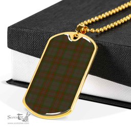 Scottish Gray Clan Tartan Dog Tag Necklace - Classic Scottish Plaid Tartan Plaid