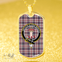 ScottishPlaid Robertson Dress #2 Weathered Clan Tartan Dog Tag Necklace - Crest Classic Scottish Plaid Tartan Plaid