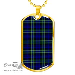 Scottish Arbuthnot Modern Clan Tartan Dog Tag Necklace - Classic Scottish Plaid Tartan Plaid