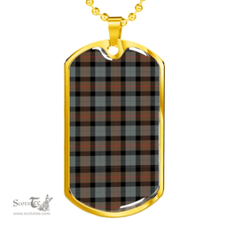 Scottish Gunn Weathered Clan Tartan Dog Tag Necklace - Classic Scottish Plaid Tartan Plaid