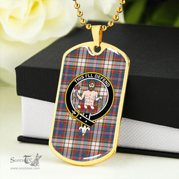ScottishPlaid MacFarlane Dress Ancient Clan Tartan Dog Tag Necklace - Crest Classic Scottish Plaid Tartan Plaid