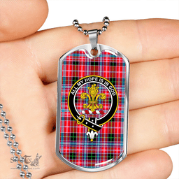 ScottishPlaid Udny Clan Tartan Dog Tag Necklace - Crest Classic Scottish Plaid Tartan Plaid