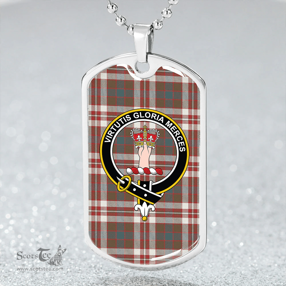 ScottishPlaid Robertson Dress Weathered Clan Tartan Dog Tag Necklace - Crest Classic Scottish Plaid Tartan Plaid