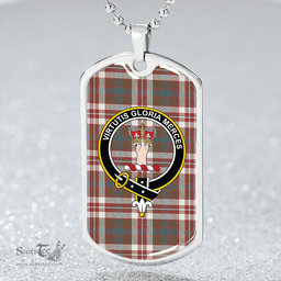 ScottishPlaid Robertson Dress Weathered Clan Tartan Dog Tag Necklace - Crest Classic Scottish Plaid Tartan Plaid