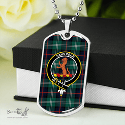 ScottishPlaid Sutherland Old Modern Clan Tartan Dog Tag Necklace - Crest Classic Scottish Plaid Tartan Plaid