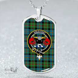 ScottishPlaid MacLeod of Skeabost Ancient Clan Tartan Dog Tag Necklace - Crest Classic Scottish Plaid Tartan Plaid