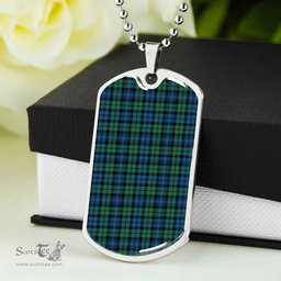 Scottish Campbell Ancient 02 Clan Tartan Dog Tag Necklace - Classic Scottish Plaid Tartan Plaid
