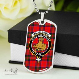 Scottish MacGillivray Clan Tartan Dog Tag Necklace - Crest Classic Scottish Plaid Tartan Plaid