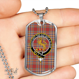 ScottishPlaid MacKintosh Chief Weathered Clan Tartan Dog Tag Necklace - Crest Classic Scottish Plaid Tartan Plaid