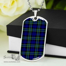 Scottish Arbuthnot Modern Clan Tartan Dog Tag Necklace - Classic Scottish Plaid Tartan Plaid