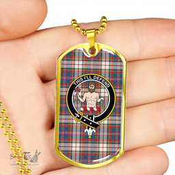 ScottishPlaid MacFarlane Dress Ancient Clan Tartan Dog Tag Necklace - Crest Classic Scottish Plaid Tartan Plaid