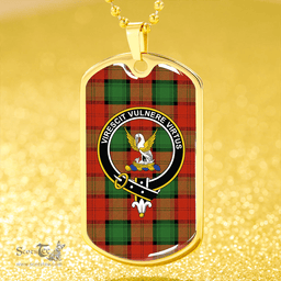 ScottishPlaid Stewart of Atholl Ancient Clan Tartan Dog Tag Necklace - Crest Classic Scottish Plaid Tartan Plaid