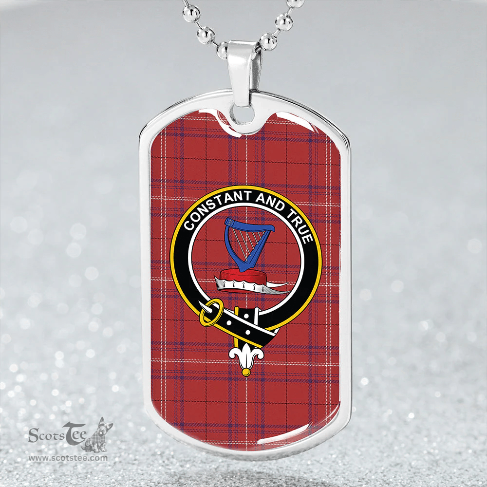 ScottishPlaid Rose of Kilravock Weathered Clan Tartan Dog Tag Necklace - Crest Classic Scottish Plaid Tartan Plaid