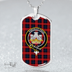ScottishPlaid MacLachlan Modern Clan Tartan Dog Tag Necklace - Crest Classic Scottish Plaid Tartan Plaid