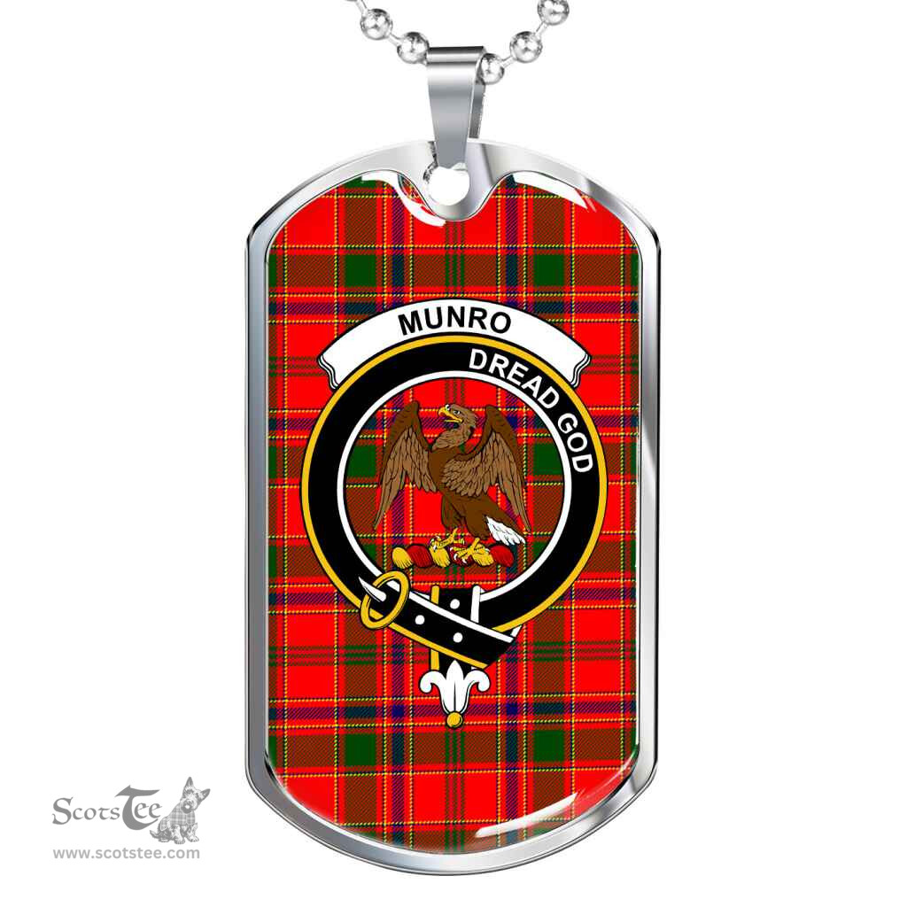 Scottish Munro Clan Tartan Dog Tag Necklace - Crest Classic Scottish Plaid Tartan Plaid