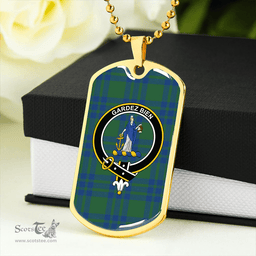 ScottishPlaid Montgomery (Vestiarium Scoticum) (Montgomery Blue Green) Modern Clan Tartan Dog Tag Necklace - Crest Classic Scottish Plaid Tartan Plaid