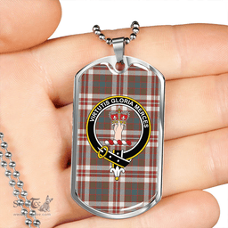ScottishPlaid Robertson Dress Weathered Clan Tartan Dog Tag Necklace - Crest Classic Scottish Plaid Tartan Plaid