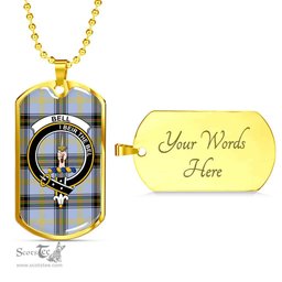 Scottish Bell Clan Tartan Dog Tag Necklace - Crest Classic Scottish Plaid Tartan Plaid