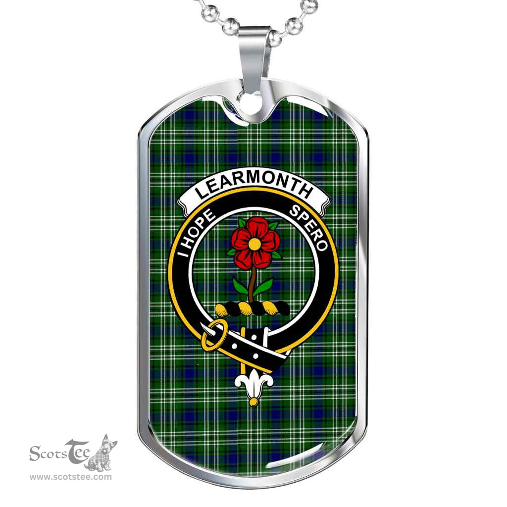 Scottish Learmonth Clan Tartan Dog Tag Necklace - Crest Classic Scottish Plaid Tartan Plaid