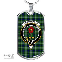 Scottish Learmonth Clan Tartan Dog Tag Necklace - Crest Classic Scottish Plaid Tartan Plaid