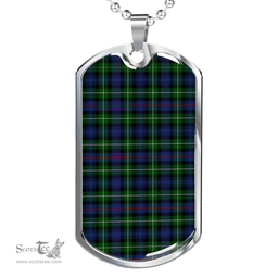 Scottish MacKenzie Modern Clan Tartan Dog Tag Necklace - Classic Scottish Plaid Tartan Plaid
