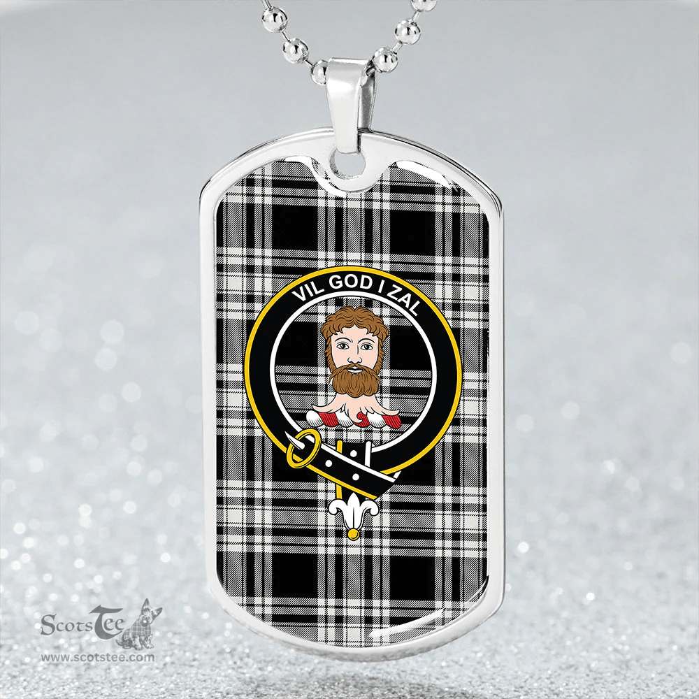 ScottishPlaid Menzies 1938 Ancient Clan Tartan Dog Tag Necklace - Crest Classic Scottish Plaid Tartan Plaid